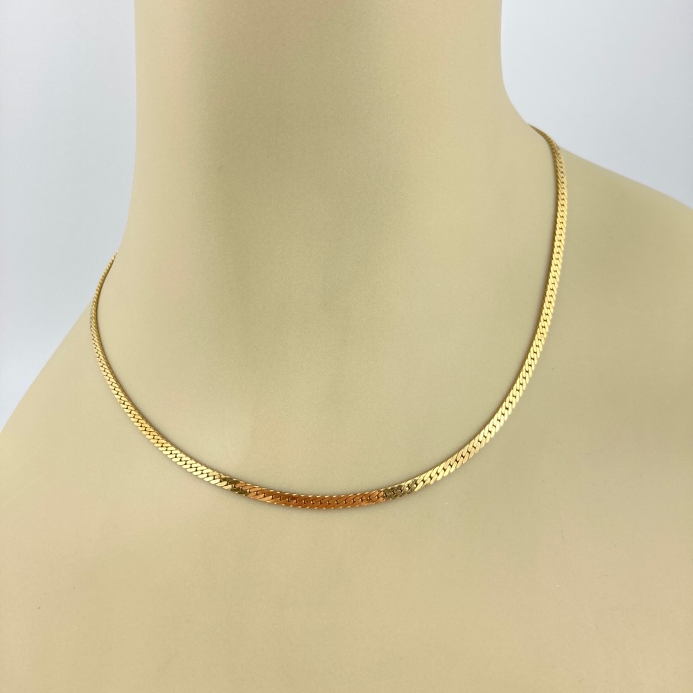 Herringbone Chain 16 1/4” Long  2.5mm Wide Gold Plate Smooth & Sexy